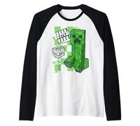 Minecraft KA-Boom! Creeper and TNT Pixel Art Manche Raglan