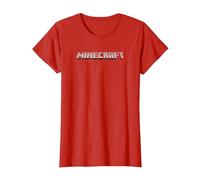 Minecraft Logo Black T-Shirt, Femme, Rouge, XL