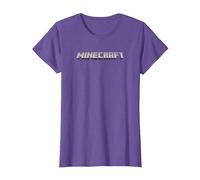 Minecraft Logo Black T-Shirt, Femme, Violet Chiné, XS