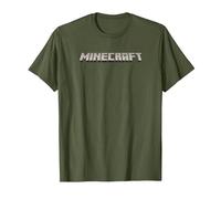 Minecraft Logo Black T-Shirt, Homme, Olive, XL