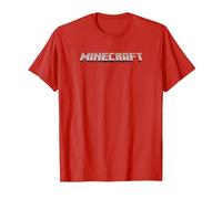 Minecraft Logo Black T-Shirt, Homme, Rouge, XXL