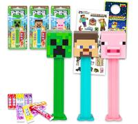 Minecraft Lot de 3 distributeurs PEZ avec Creeper, Steve, Alex, Pig Plus, plus | Distributeur de bonbons Minecraft 3 PEZ et 6 recharges de bonbons