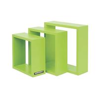 Minecraft - Lot de 3 étagères murales Cubes - Design pixelisé Vert & Noir, 3 Tailles, décoration Murale créative pour Enfants & Fans - MDF avec Finition mélaminée