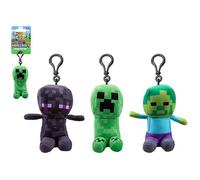 Minecraft Lot de 3 mini personnages en peluche à clipser - 13 cm - 1 pièce (3 assortiments : Zombie Steve, Creeper, Enderman) - Jouet en peluche avec caractéristiques détaillées