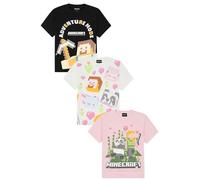 Minecraft Lot de 3 t-shirts pour enfants, Multicolore, 7-8 ans