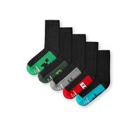 Minecraft Lot de 5 Paires de Chaussettes pour Garçons | Chaussettes Montantes avec Creeper, Épée en Diamant et TNT en Noir pour la Rentrée Scolaire | Lot de 5 Chaussettes pour Enfants Gamers