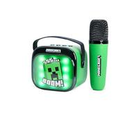 Minecraft Mini Haut-Parleur de karaoké LED sans Fil avec Microphone Bluetooth Vert