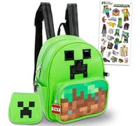 Minecraft Mini sac à dos pour adultes - Ensemble avec sac à dos en cuir Creeper de 30,5 cm et porte-monnaie pour homme et femme et plus encore | Petit sac à livres Minecraft