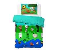 Minecraft Mode Créatif, Parure de lit Enfant 140x200 cm, 100% Coton, lit 1 Personne - Comprend Housse de Couette & taie d'oreiller - Convient aux Lits de 90x190cm à 90x200cm