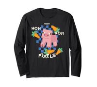 Minecraft Nom Nom Nom Pixels Pig Mob Surrounded by Carrots Manche Longue