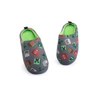 Minecraft Pantoufles Loafer Grises Slip-On pour Garçons | Design avec Imprimé Répété de Personnages | Chaussures d'Intérieur Confortables à Thème de Jeu pour Enfants