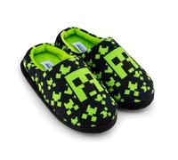 Minecraft Pantoufles pour garçons, chaussures d'intérieur confortables avec motif Creeper, pantoufles antidérapantes pour enfants, marchandises de jeu, Noir , 31/32 EU