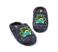 Minecraft Pantoufles pour garçons | Différents styles Enfants Bleu Marine Noir Paillettes Creeper Zombie Garçons Maison Chaussures | Produits dérivés de chaussures de jeu pour enfants et adolescents