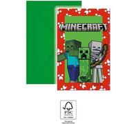 Minecraft Party 6 cartes d'invitation & enveloppes