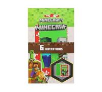 Minecraft Party 6 cartes d'invitation et enveloppes