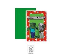 Minecraft Party 6 cartes d'invitation et enveloppes