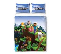 Minecraft Parure de lit Double Officielle | Parure de lit réversible Double Face avec taies d'oreiller Assorties | Character World Brands Gaming | Polycoton