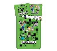 Minecraft Parure de lit pour enfant et adolescent - 135 x 200 cm - Motif réversible - Taie d'oreiller 70 x 90 cm - Housse de couette 140 x 200 cm - Microfibre Ökotex Standard