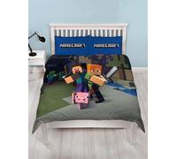 Minecraft - Parure de lit, réversible AG3524 (Lit double) (Bleu/Vert)