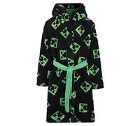 Minecraft - Peignoir Peignoir à capuche en polaire pour enfants avec motif Creeper - Produit officiel Vêtements de nuit et peignoirs pour garçons - Age 5-6 ans