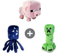 Minecraft Peluches Set de 3 - Peluche - Plante grimpante/Sanglier/Poulpe - env. 22 cm - Jouets