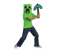 Minecraft Costume - Licence Officiel Minecraft - Pioche de Diamand et masque de Creepers -Déguissement et accessoire pour enfant - Matériaux durable de qualite-Bleu et Vert -Cadeau Magique - Dès 3 ans