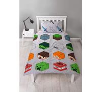 Minecraft Pixel Housse de Couette réversible Deux côtés avec taie d'oreiller Assortie en Polyester Vert