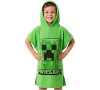 Minecraft Poncho de Bain Enfant et Ado Serviette de Plage à Capuche Absorbante Piscine Bain Peignoir Poncho Creeper Essentiel Voyage Cadeau Enfant (Vert, 6-9 Ans)