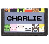 Minecraft - Portefeuille Personnalisé en Monnaie de Jeu Vidéo - Gris Lettres en Pixels Nom - Marchandise Officielle