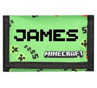 Minecraft - Portefeuille Personnalisé pour Enfants - Argent de Jeu Vidéo Vert - Lettres en Pixels de Votre Nom - Cadeau Officiel Minecraft
