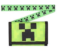 Minecraft - Portefeuille pour Enfants avec Visage de Creeper - pour Garçons/Filles - Jeu Vidéo - Lanyard - Cadeaux Marchandise Officielle