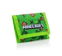 Minecraft Portefeuille pour garçons avec poche zippée pour pièces de monnaie Fermeture Velcro Cadeau pour garçons, Vert, 13x9 cm, Contemporain
