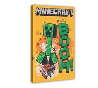 Minecraft - Poster de jeu vidéo vintage - Décoration de chambre de garçon - 2 affiches sur toile - Décoration de chambre à coucher, bureau - Cadeau - 50 x 75 cm