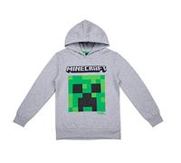 Minecraft Pull à capuche Creeper pour garçon, Gris 2, 10 ans