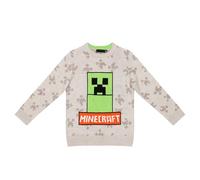 Minecraft Pull en tricot pour garçon - Avec motif Creeper - Tailles 116, 128, 134, 140, 152 - Gris et vert, gris, 152