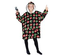 Minecraft Pull Plaid Enfant, Sweat Oversize en Polaire Chaud, Sweat Capuche Pilou Garcon Taille Unique (Multicolore)