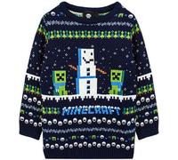 Minecraft - Pull pour enfant - design de Noël NS6690 (140) (Bleu marine/Vert/Blanc)