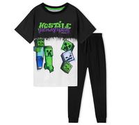 Minecraft Pyjama Enfant Garcon, Ensembles de Pyjama Garçon, Vêtements Enfant Ado Gamer 5-14 Ans (Noir/Blanc, 13-14 Ans)