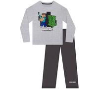 Minecraft Pyjama Garcon, Ensembles De Pyjama Garçon Creeper, Pyjamas Jeux Enfant, Gris 10-11 Ans