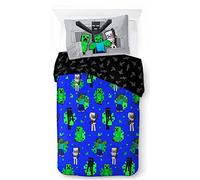 Minecraft Riposte, Parure de lit Enfant 140x200 cm, 100% Coton, lit 1 Personne - Comprend Housse de Couette & taie d'oreiller - Convient aux Lits de 90x190cm à 90x200cm