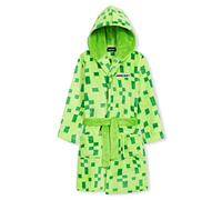 Minecraft Robe de Chambre Polaire Garçon et Ado Creeper Peignoir Enfant à Capuche avec Poches et Ceinture Cadeau Gamer (13-14 Ans, Vert)