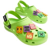 Minecraft Sabots Enfant Chaussures Garçon et Fille Été avec ou sans Charms Bride au Talon Jardin Plage Cadeau Enfant (Vert avec Breloques, 30/31 EU)
