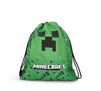Minecraft - Sac à cordon officiel Minecraft, compact et polyvalent, idéal pour salle de gym, école, voyage, porte-goûter, idée cadeau enfants et enfants, 34 x 42 cm, vert, vert, Taglia unica,