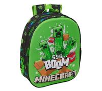 MINECRAFT - Sac à dos d'école avec design 3D, idéal pour enfants de différents âges, confortable et polyvalent, qualité et résistance, 27 x 10 x 33 cm