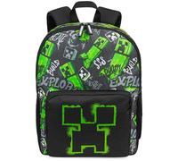 Minecraft Sac a Dos Enfant Creeper Poches Zippées Bretelles Réglables École Sac à Dos Garçon Voyages Sportifs Cadeau Garcon (Noir, 40x29x17cm)