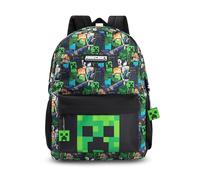 Minecraft Sac à dos multicolore Steve & Creeper | Sac zippé à imprimé graphique pour la rentrée | Sac à dos pour enfants | Articles unisexes pour enfants