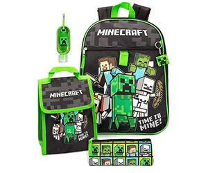 Minecraft sac à dos pour enfants 5 pièces creeper zombie school lunch bag gamer
