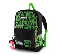 Minecraft Sac à dos pour garçon avec porte-monnaie attaché - Sac d'école pour enfants avec motif Creeper, poche avant et support latéral en maille - Sac à dos pour l'école et les voyages