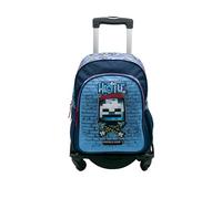 Minecraft Sac à Dos Scolaire Hostile Behaviour - Double Compartiment Adaptable + Chariot Noir TOYBAGS avec Protection latérale et Stopper Avant Anti-Chute 4 Roues pivotantes - 44 x 30 x 20 cm,