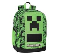 Minecraft - Sac à dos scolaire officiel Minecraft, avec 2 grands espaces centraux, poche avant profilée, poches latérales en maille, bretelles réglables rembourrées, dos et fond thermoformés, 32 x 43